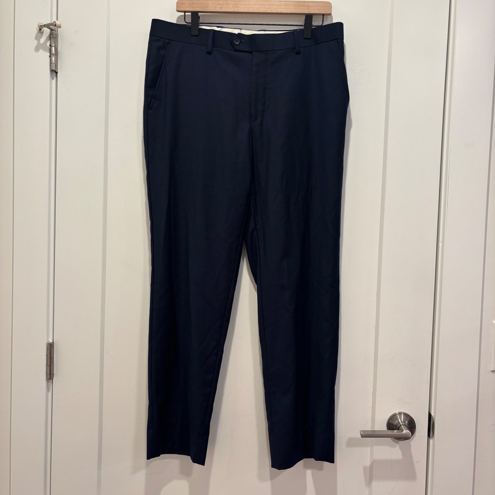 Mantoni Mens Navy Blue 100% Virgin Wool Flat Front Dress Pants Size‎ 34 M40901